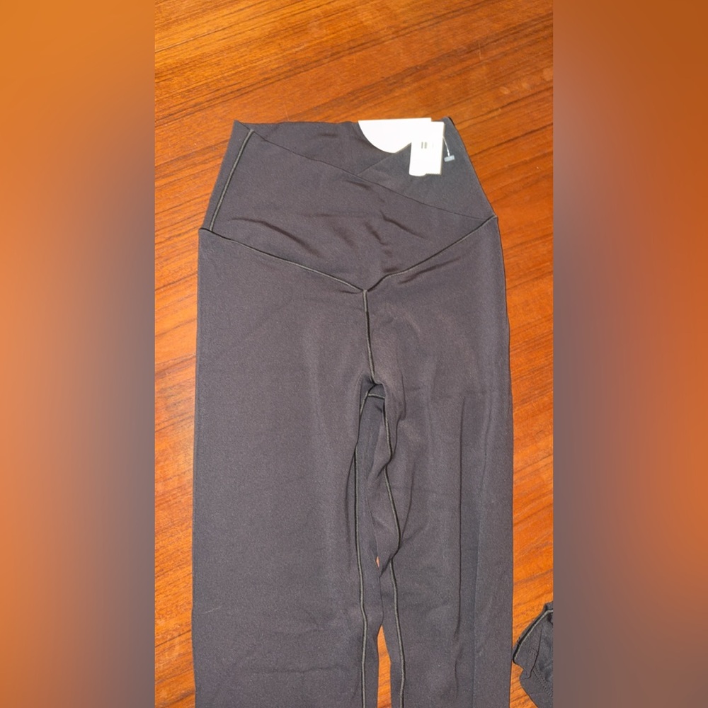 Aerie Real Me High Waisted Crossover Flare Legging Dark Gray